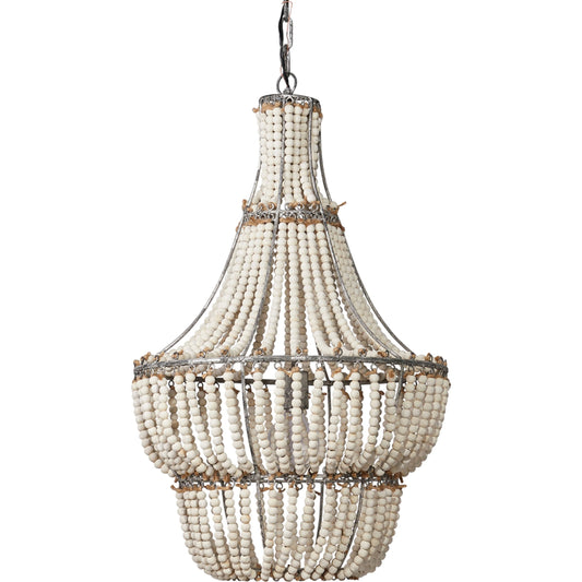 Blanca Chandelier by The Livingston Collection in white finish. Made from wood in a transitional style.