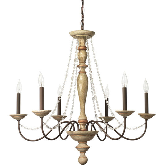 Maybel Chandelier by The Livingston Collection in white finish. Made from wood in a traditional style.