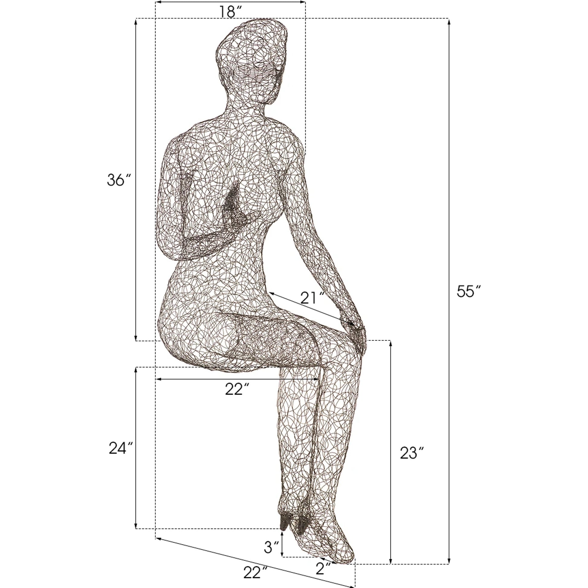 Crazy Wire Lounging Female by Phillips Collection in black. Made from metal in a modern style.