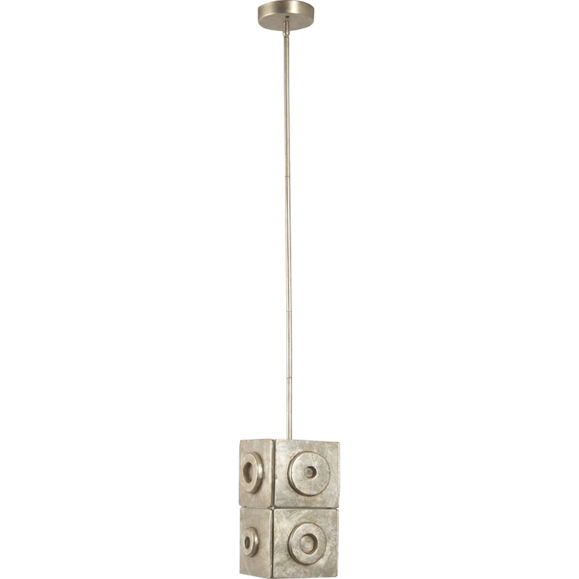 Cuadritos Pendant Lamp by Phillips Collection in silver and silver leaf. Made from resin metal, stainless steel in a eclectic & global style.
