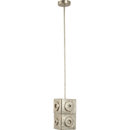 Cuadritos Pendant Lamp by Phillips Collection in silver and silver leaf. Made from resin metal, stainless steel in a eclectic & global style.