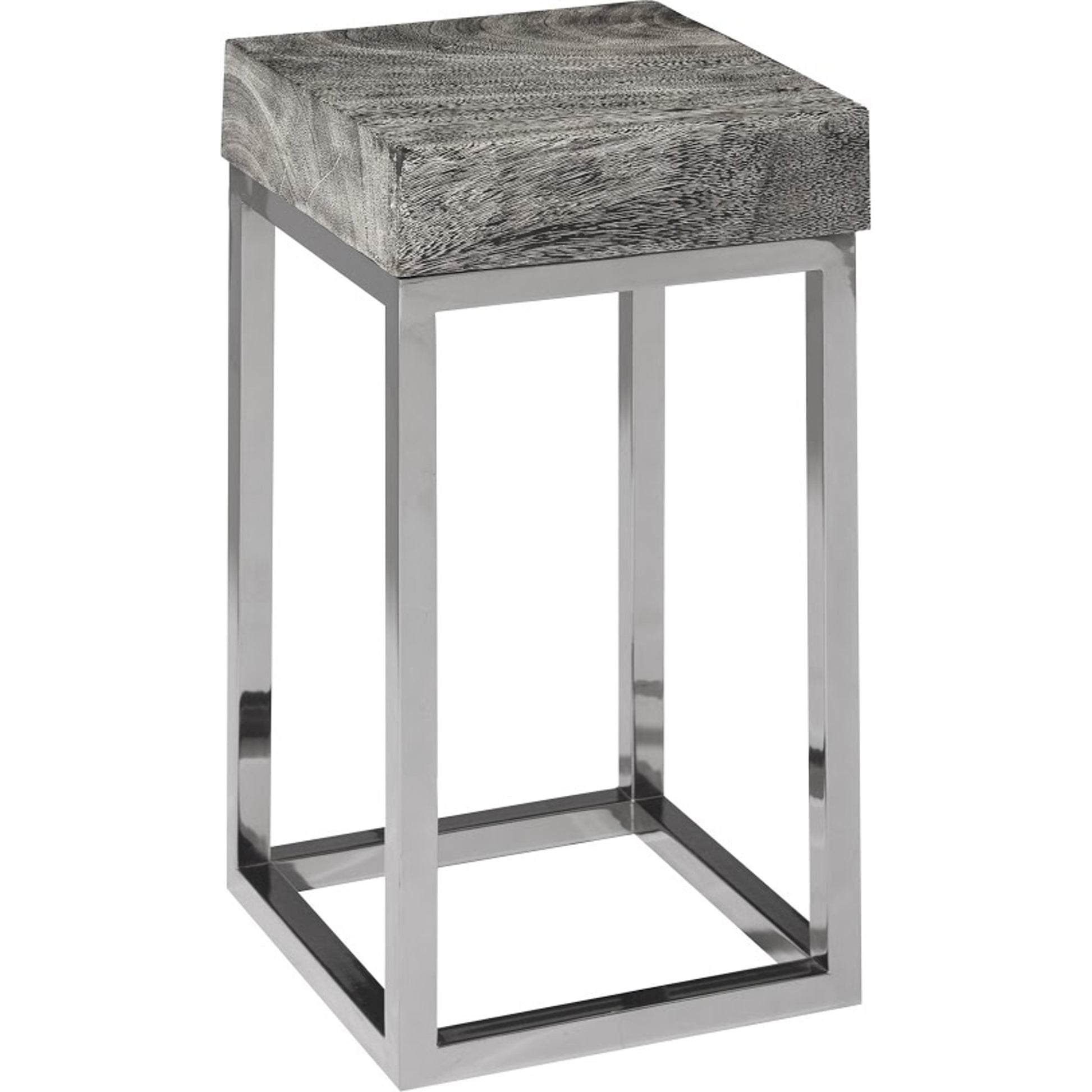 Chamcha Wood End Table by Phillips Collection in gold, brown and brass, natural. Made from wood in a modern style.
