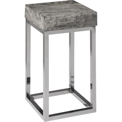 Chamcha Wood End Table by Phillips Collection in gold, brown and brass, natural. Made from wood in a modern style.
