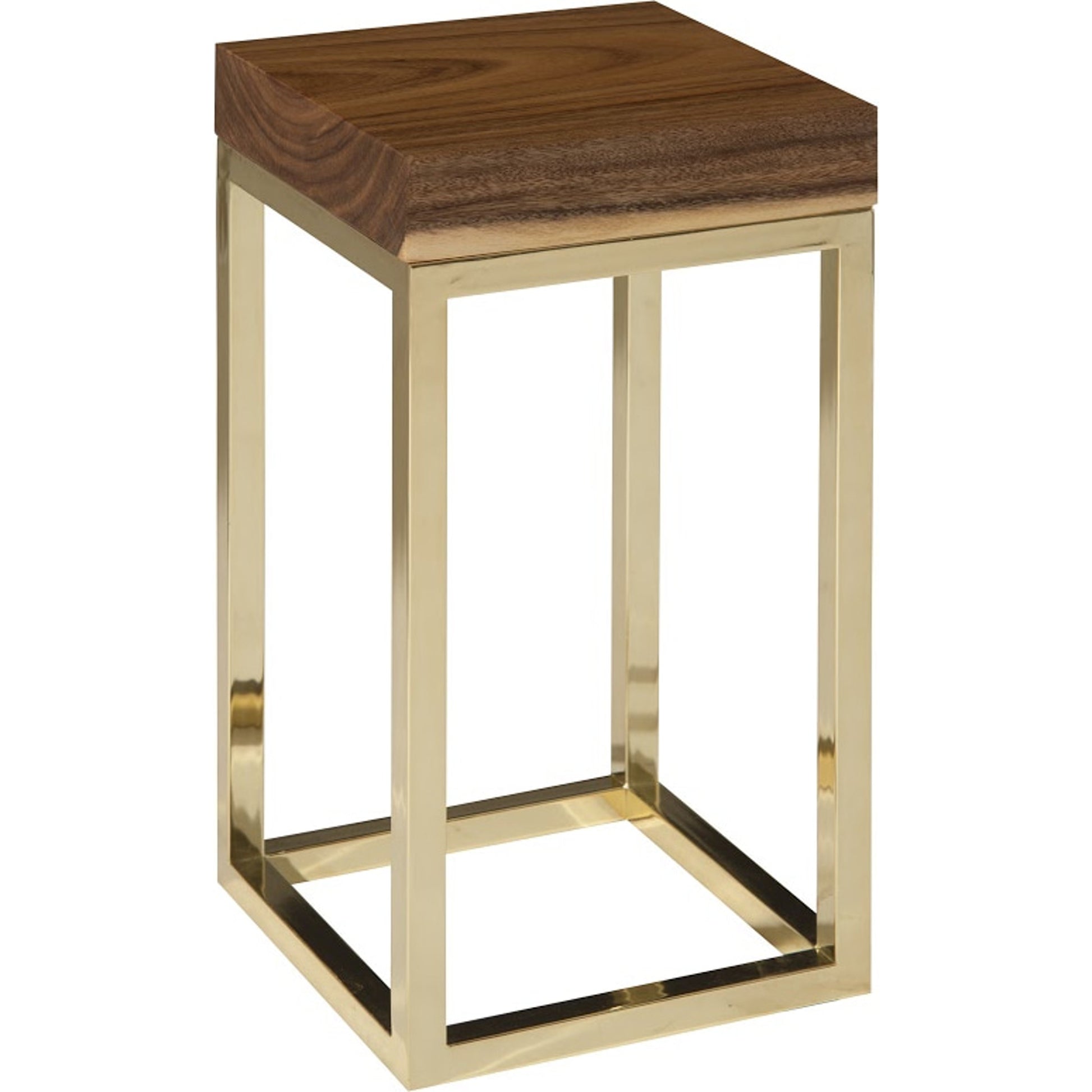 Chamcha Wood End Table by Phillips Collection in gold, brown and brass, natural. Made from wood in a modern style.