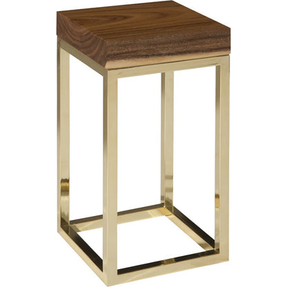 Chamcha Wood End Table by Phillips Collection in gold, brown and brass, natural. Made from wood in a modern style.
