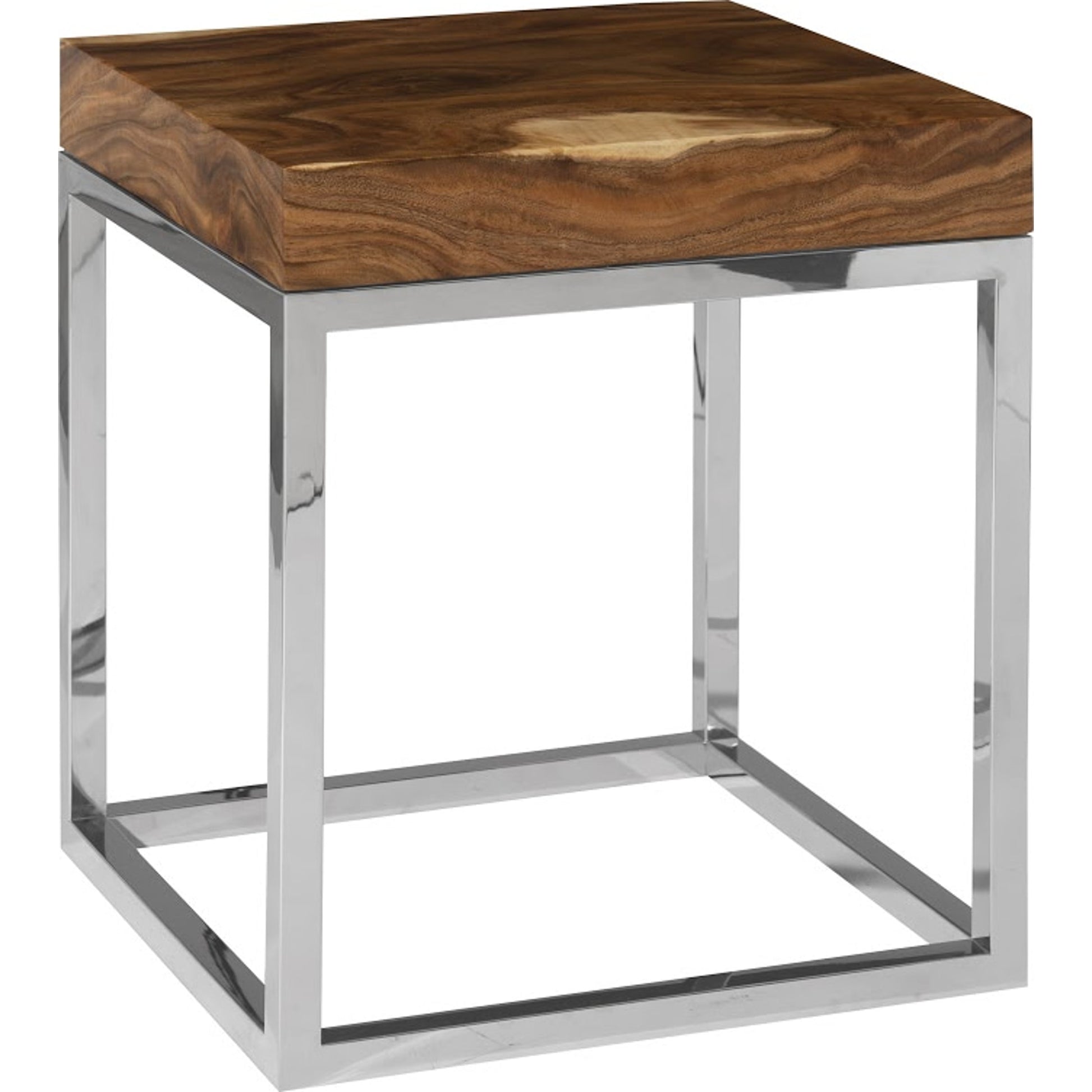 Chamcha Wood End Table by Phillips Collection in gold, brown and brass, natural. Made from wood in a modern style.