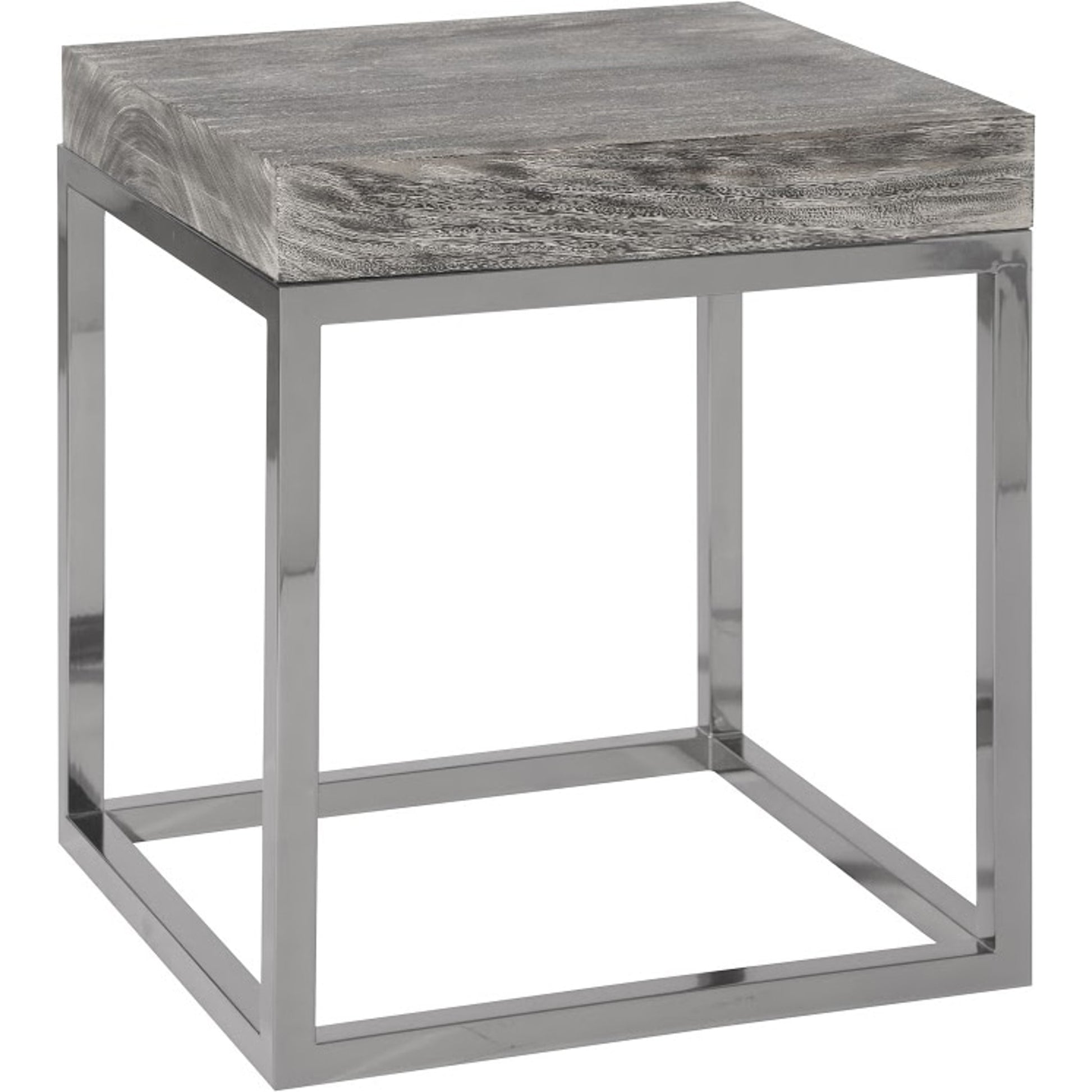 Chamcha Wood End Table by Phillips Collection in gold, brown and brass, natural. Made from wood in a modern style.