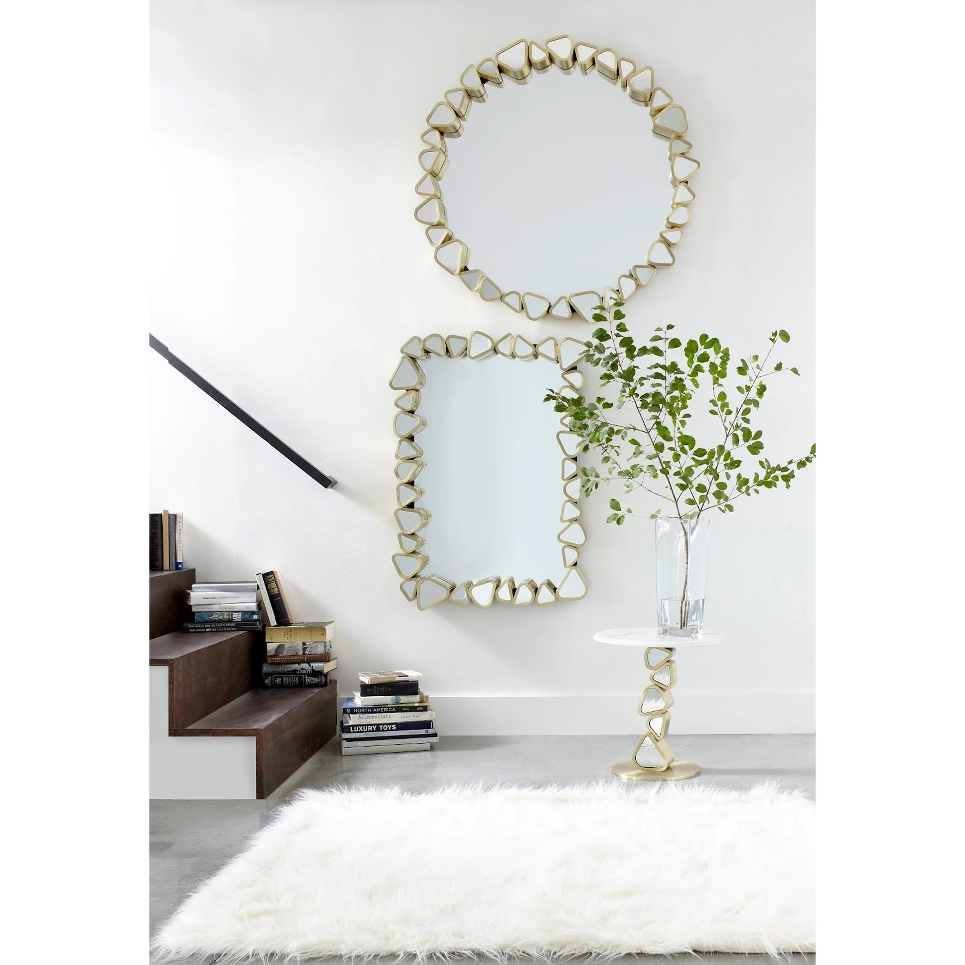 Pebble Mirror by Phillips Collection in gold and brass. Made from metal in a modern style.