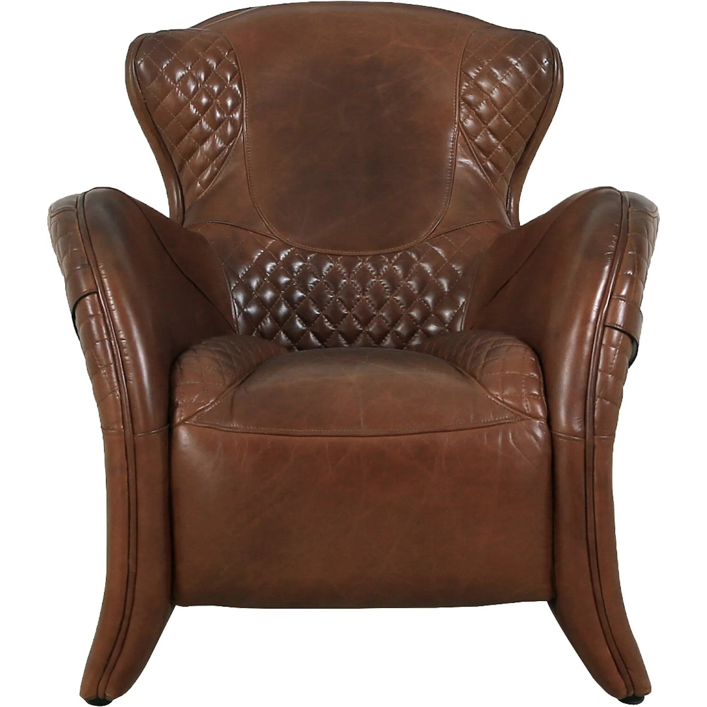 002 SI-2260672 | Additional Silo | Aspen Leather Wingback Chair by Pasargad Home in cuba brown. Made from leather in a traditional style.