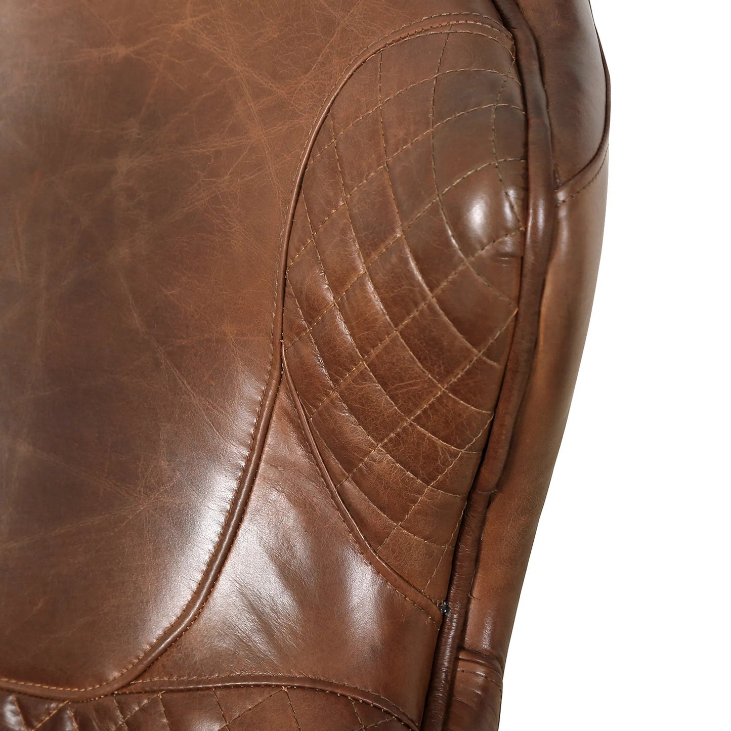 005 SI-2260672 | Closeup | Aspen Leather Wingback Chair by Pasargad Home in cuba brown. Made from leather in a traditional style.