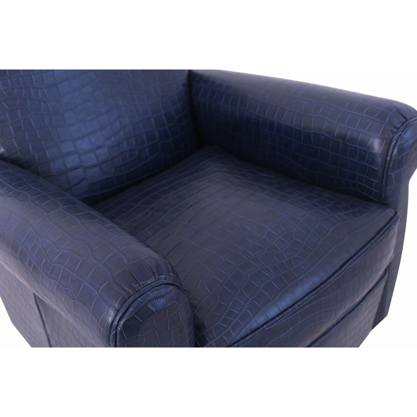 005 SR-702461 | Closeup | Vicenza Chair by Pasargad Home in blue. Made from leather in a transitional style.