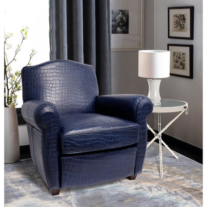 Vicenza Chair by Pasargad Home in blue. Made from leather in a transitional style.