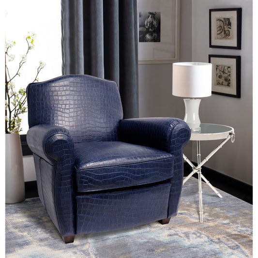 Vicenza Chair by Pasargad Home in blue. Made from leather in a transitional style.