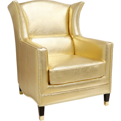 Vicenza Wing Chair by Pasargad Home in brown. Made from leather in a rustic style.