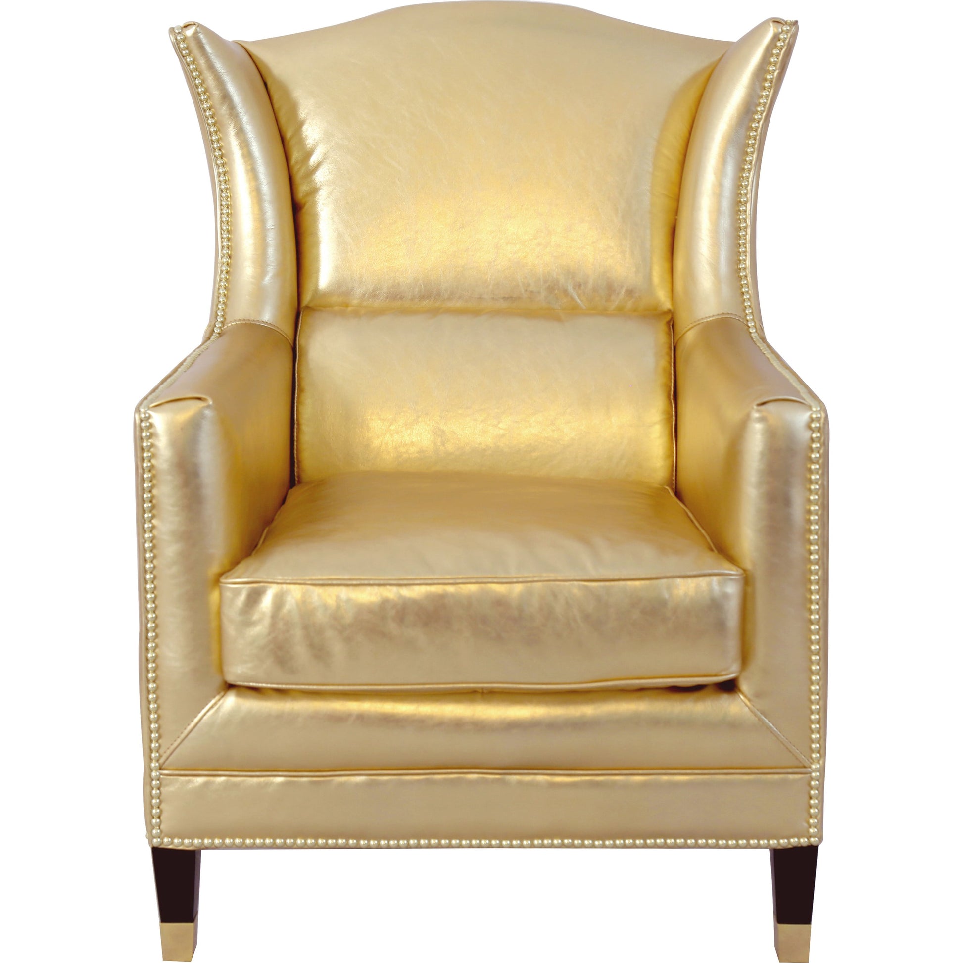 Vicenza Wing Chair by Pasargad Home in brown. Made from leather in a rustic style.