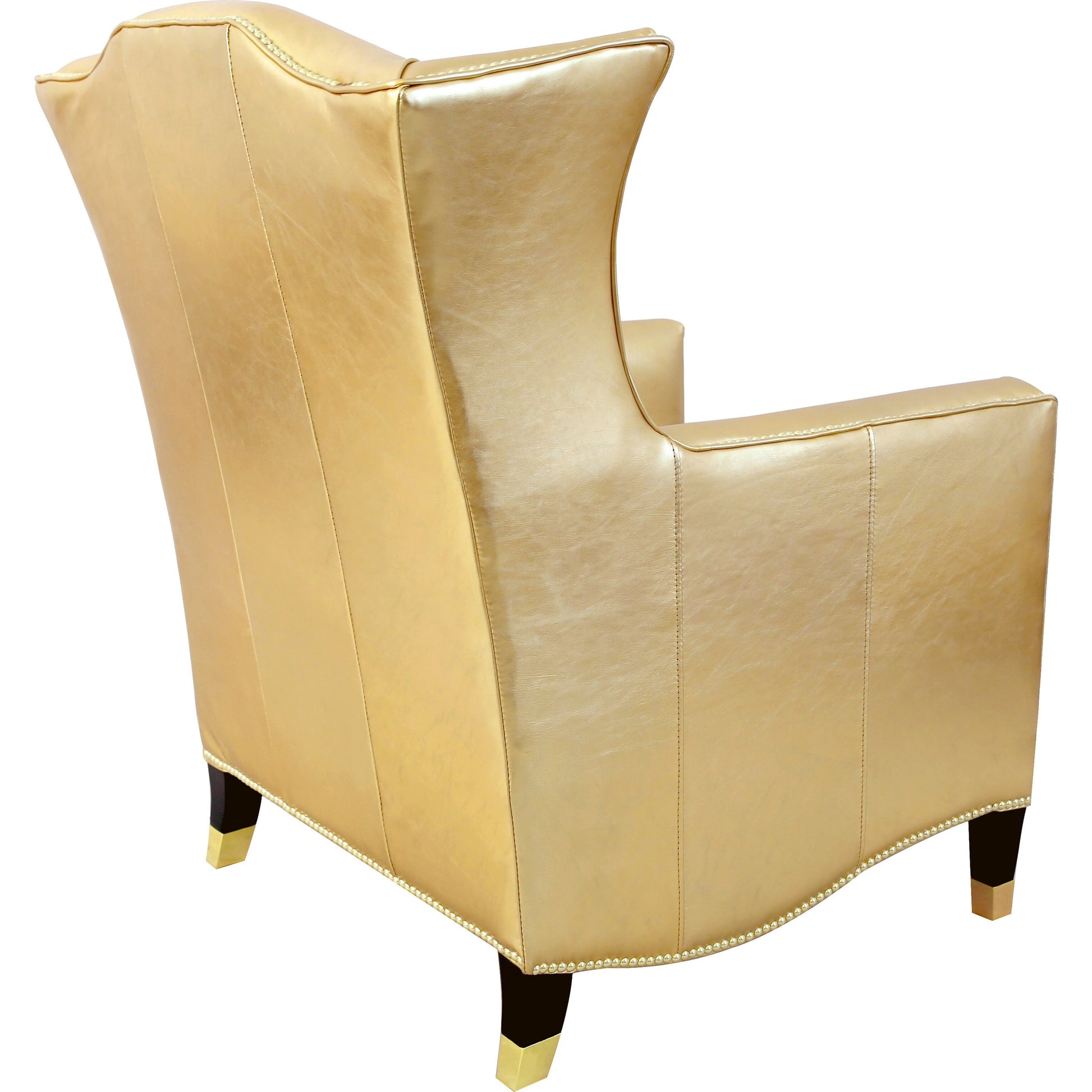 Vicenza Wing Chair by Pasargad Home in brown. Made from leather in a rustic style.