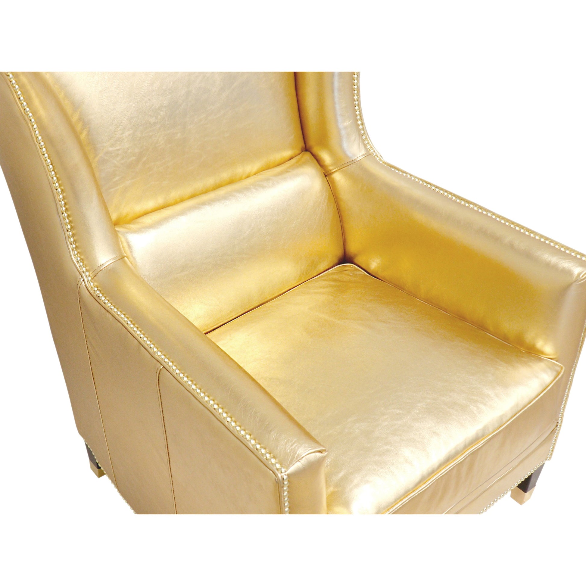 Vicenza Wing Chair by Pasargad Home in brown. Made from leather in a rustic style.