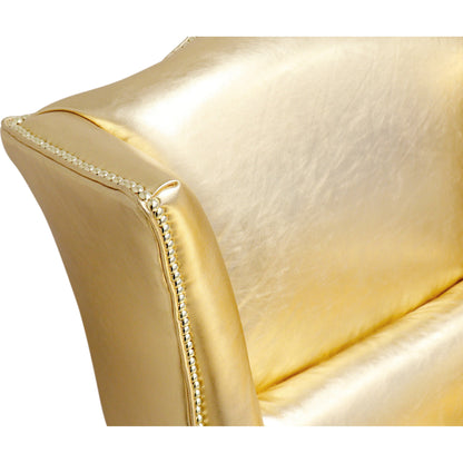 Vicenza Wing Chair by Pasargad Home in brown. Made from leather in a rustic style.