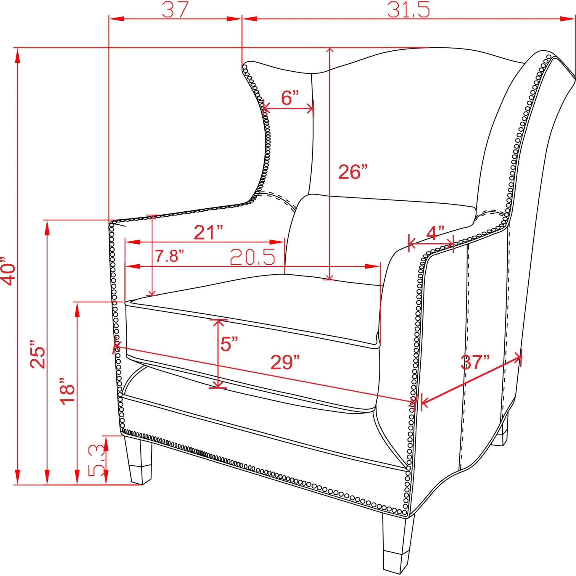 Vicenza Wing Chair by Pasargad Home in brown. Made from leather in a rustic style.