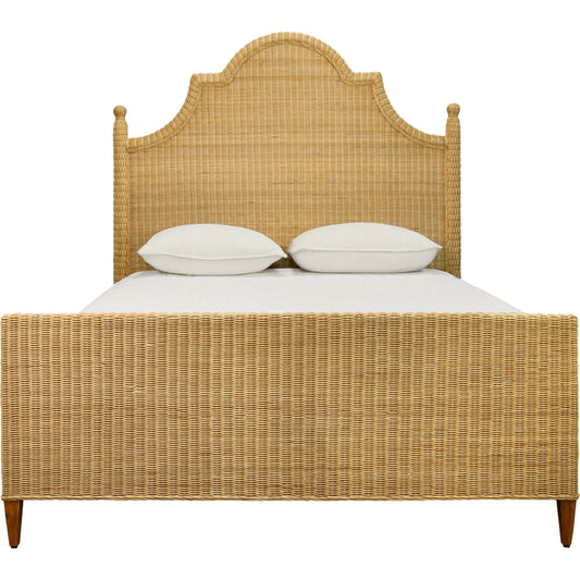 Chamberlain Bed Frame by Worlds Away in natural. Made from rattan in a unique style.