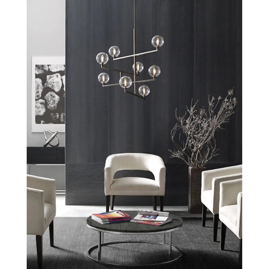 Gambit Chandelier by Visual Comfort & Co. in white and nightshade black. Made from steel in a unique style.