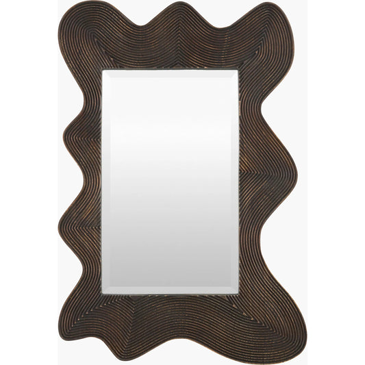 Charme Accent Mirror by Surya in metallic bronze. Made from mango wood in a unique style.