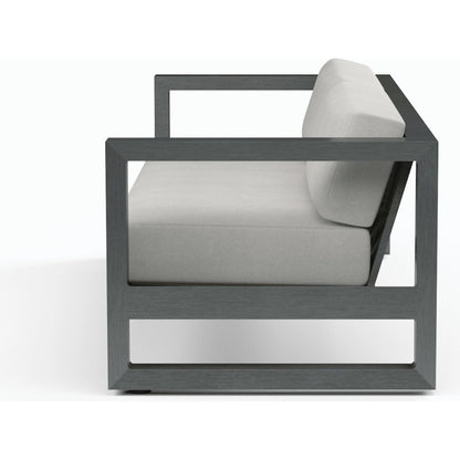 Redondo Outdoor Sofa by Sunset West in slate. Made from aluminum in a modern style.