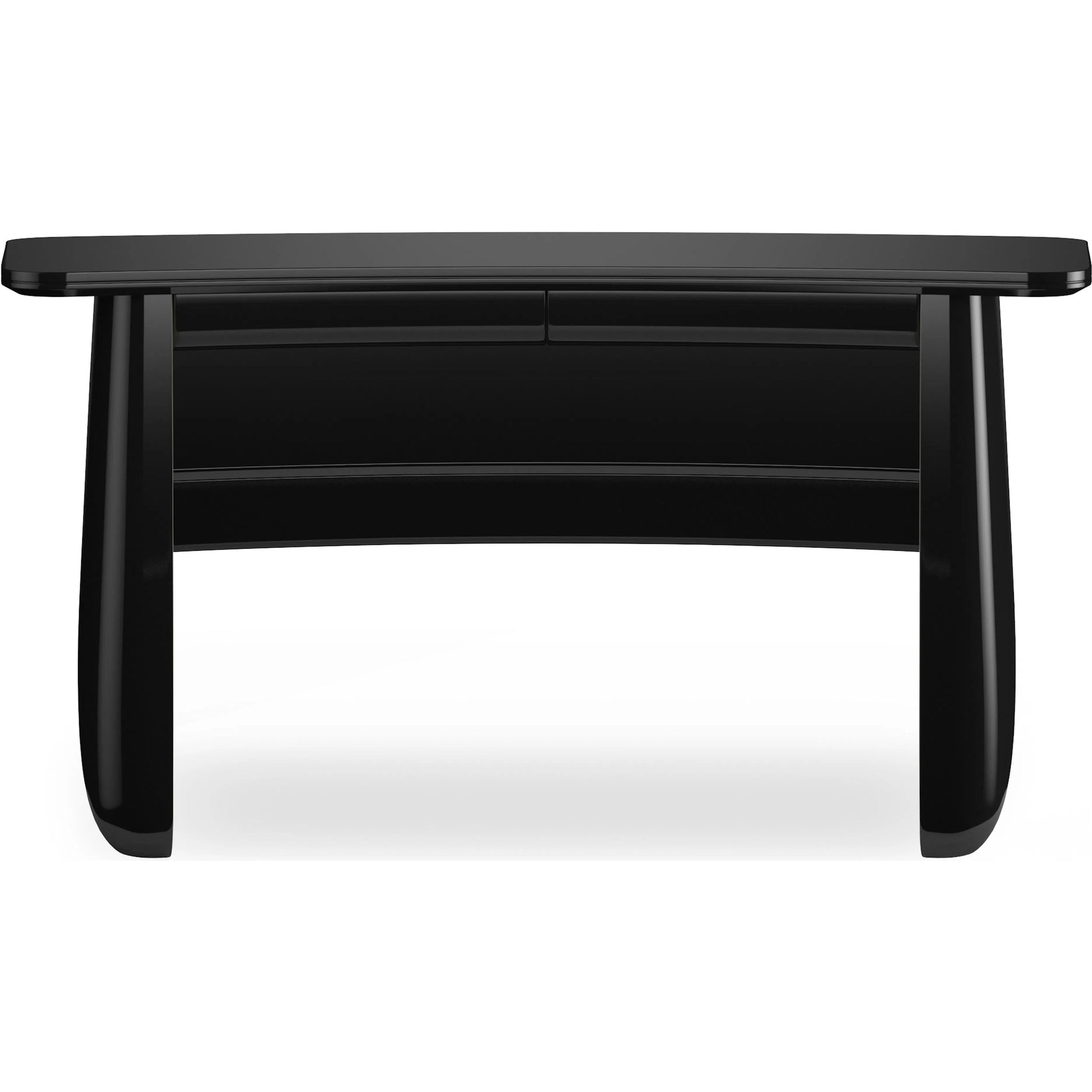 Cabochon Desk by Caracole in piano black, charcoal leaf. Made from asian hardwood, glass in a modern style.