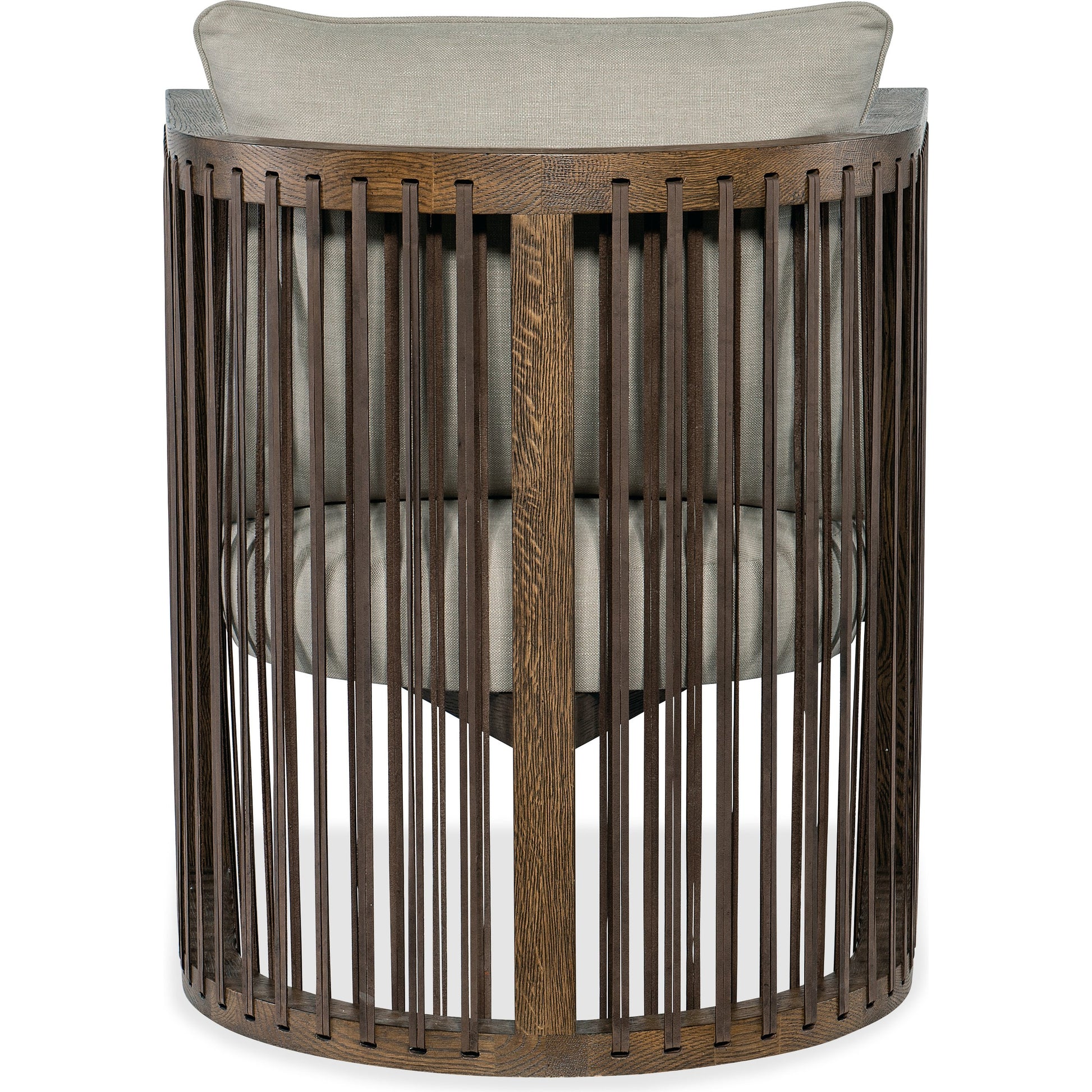 Wilde Club Chair by Hooker Furniture in beige and dark wood, beige. Made from fabric, leather strapping in a transitional style.