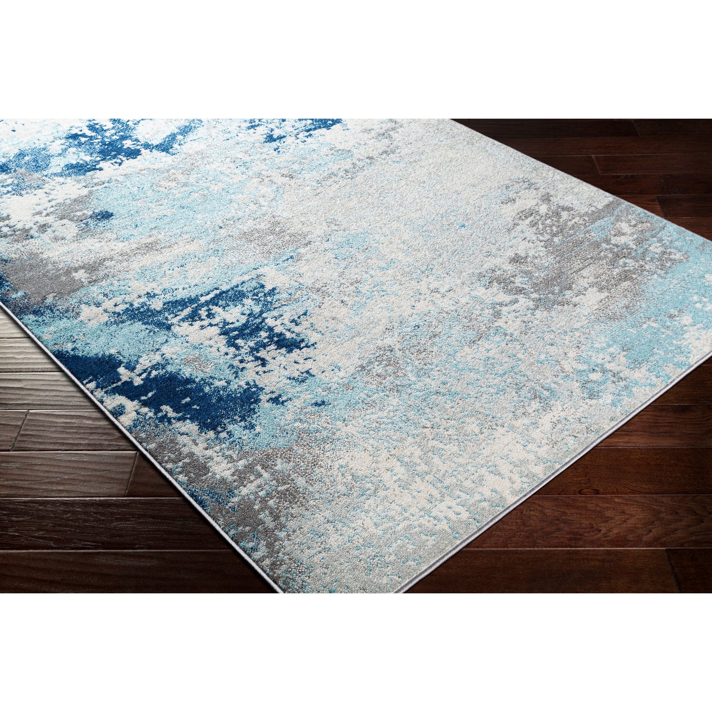 003 SI-1879355 | Closeup | Chester Rug by Livabliss in dark blue, aqua. Made from 100% polypropylene in a modern style.
