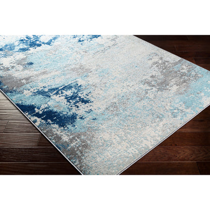 Chester Rug by Livabliss in dark blue, aqua. Made from 100% polypropylene in a modern style.