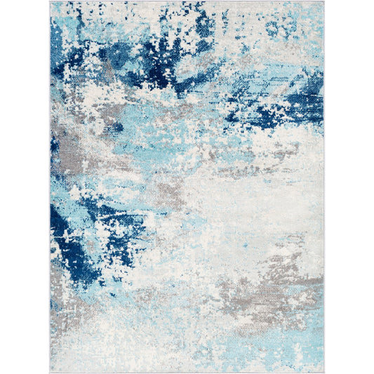 Chester Rug by Livabliss in dark blue, aqua. Made from 100% polypropylene in a modern style.