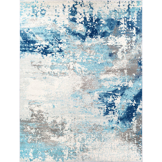 Chester Rug by Livabliss in dark blue, aqua. Made from 100% polypropylene in a modern style.