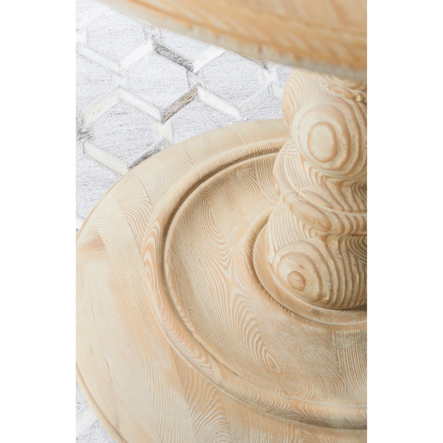 041 SR-789351 | Closeup | Chelsea Dining Table by Essentials For Living in smoke gray. Made from solid reclaimed pine, reclaimed pine veneer in a cottage & farmhouse style.