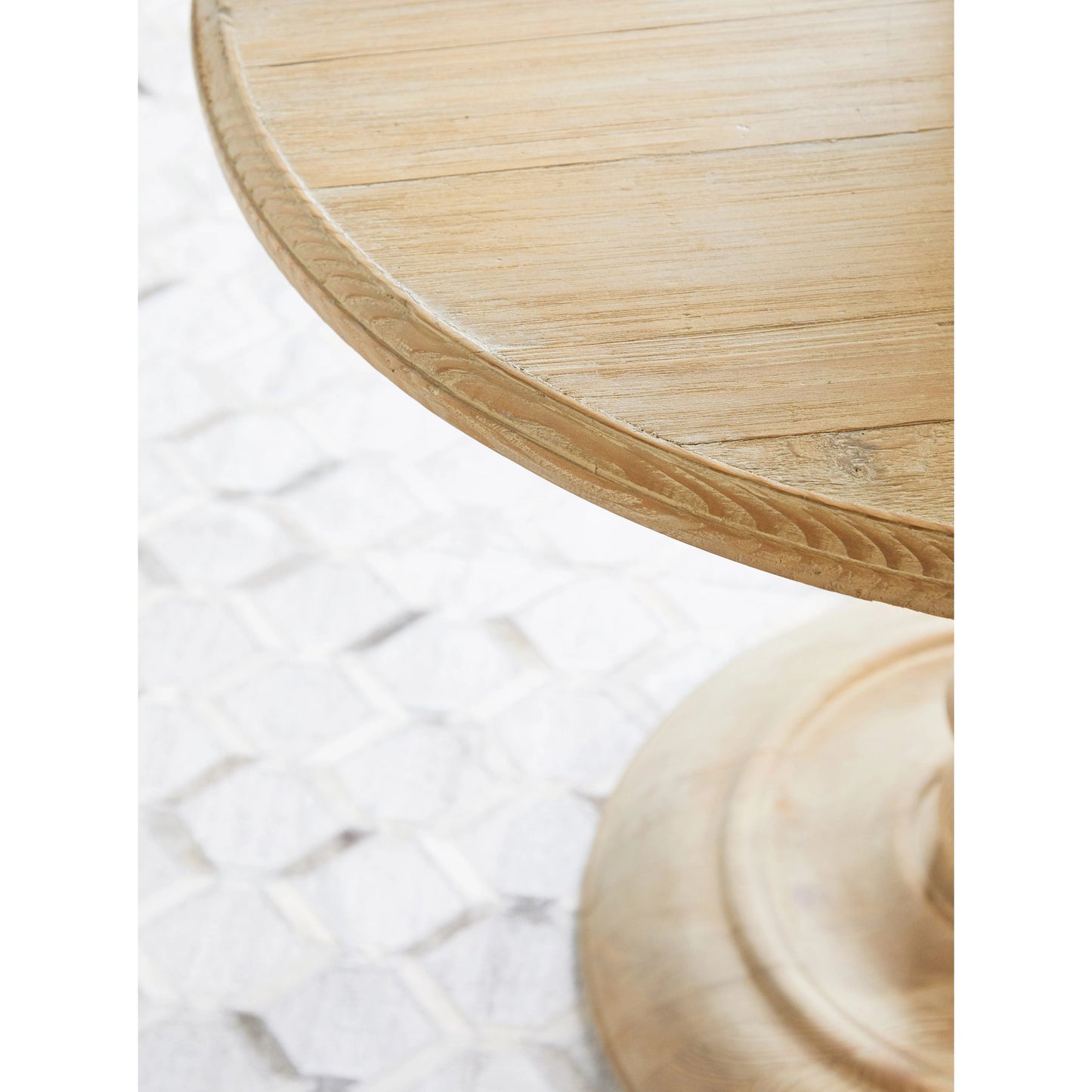 035 SR-789351 | Closeup | Chelsea Dining Table by Essentials For Living in smoke gray. Made from solid reclaimed pine, reclaimed pine veneer in a cottage & farmhouse style.