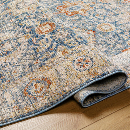 Chicago Rug - 31149 by Livabliss in blue, light beige, mustard, slate, burnt orange. Made from main: 100% polyester in a unique style.