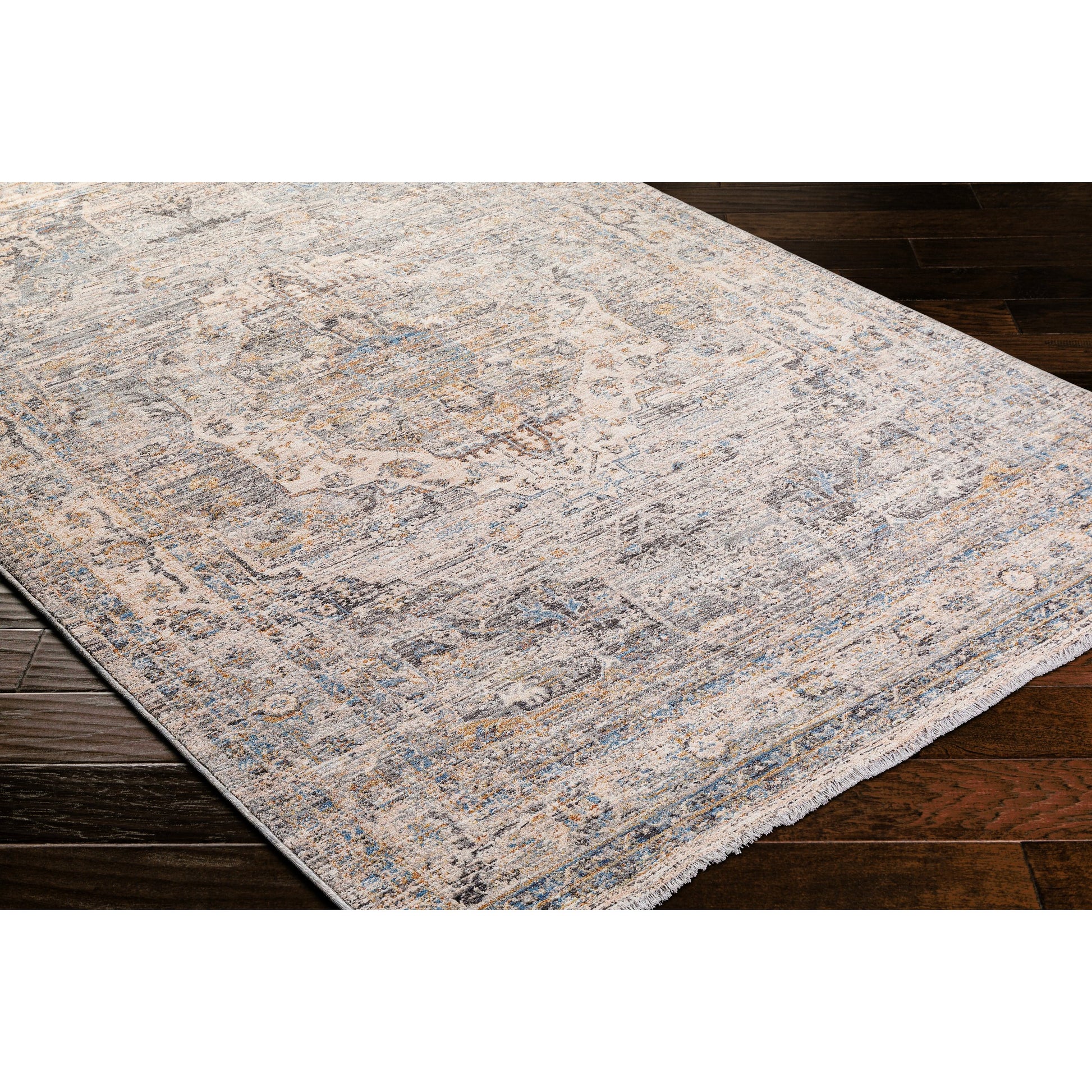 Chicago Rug - 31156 by Livabliss in slate, charcoal, light beige, blue, mustard. Made from main: 100% polyester in a unique style.