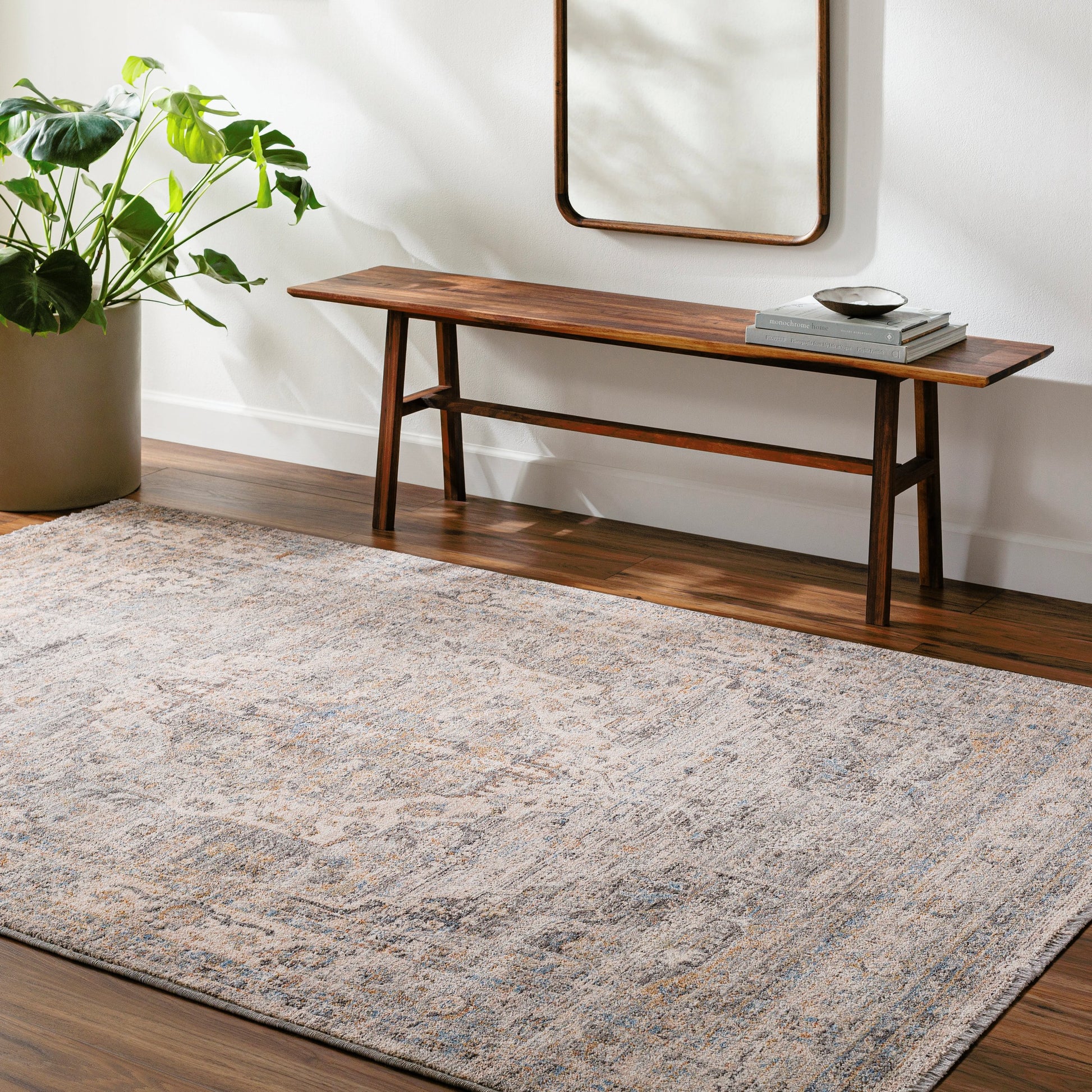 Chicago Rug - 31156 by Livabliss in slate, charcoal, light beige, blue, mustard. Made from main: 100% polyester in a unique style.