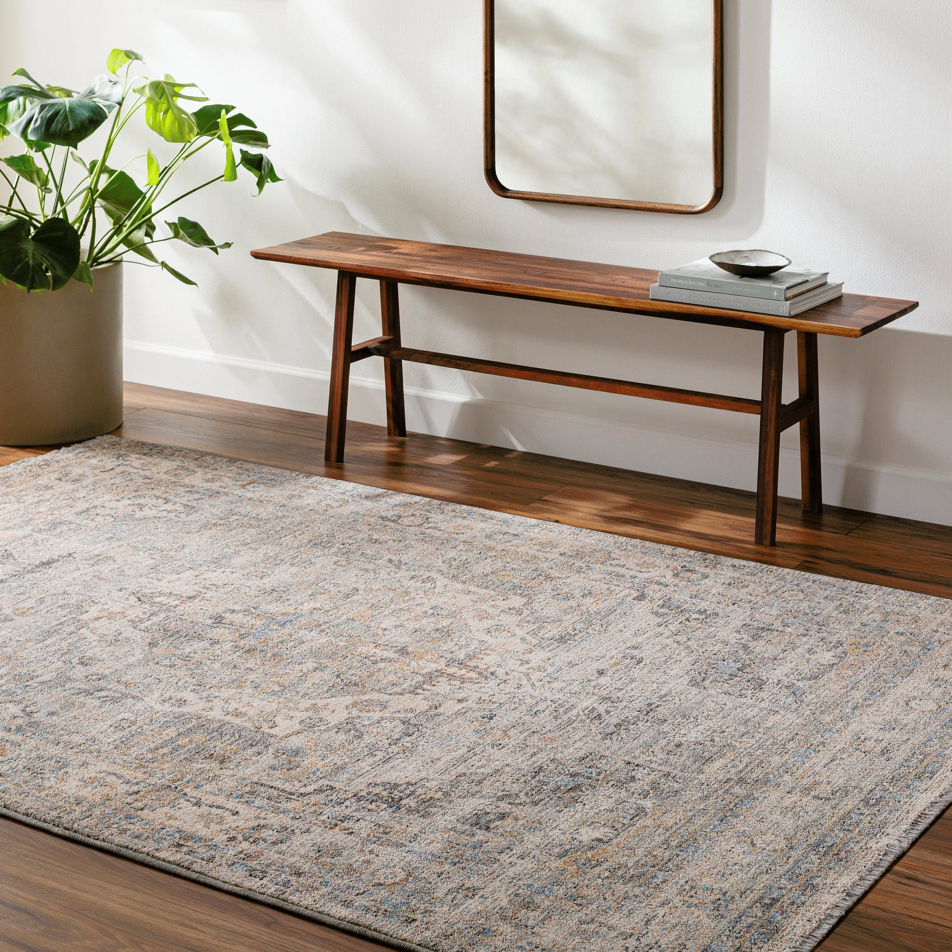 Chicago Rug - 31156 by Livabliss in slate, charcoal, light beige, blue, mustard. Made from main: 100% polyester in a unique style.