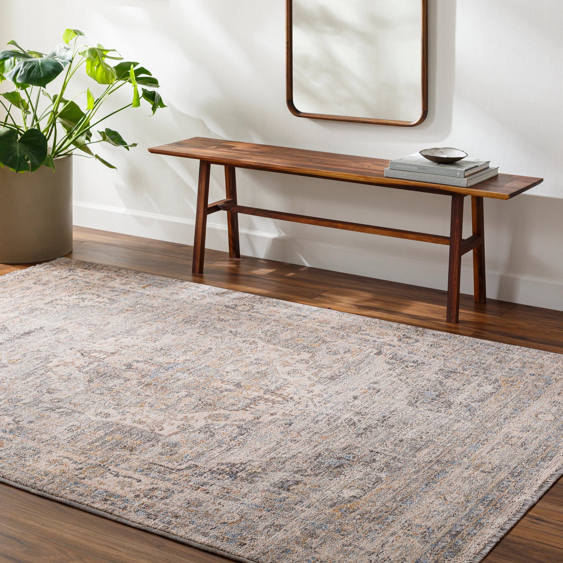 Chicago Rug - 31156 by Livabliss in slate, charcoal, light beige, blue, mustard. Made from main: 100% polyester in a unique style.