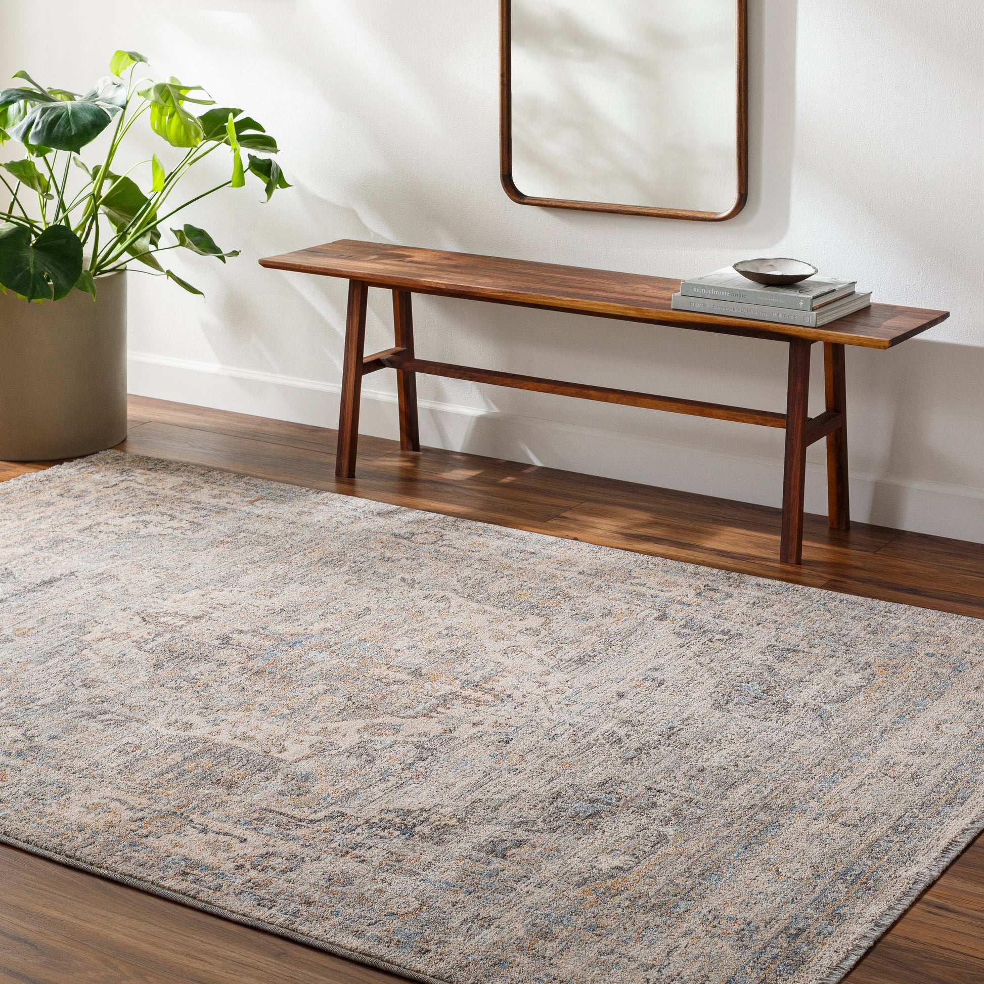 Chicago Rug - 31156 by Livabliss in slate, charcoal, light beige, blue, mustard. Made from main: 100% polyester in a unique style.