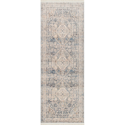 Chicago CHG-2318 Rug by Livabliss in slate, light beige, burnt orange, blue, rust. Made from main: 100% polyester in a unique style.