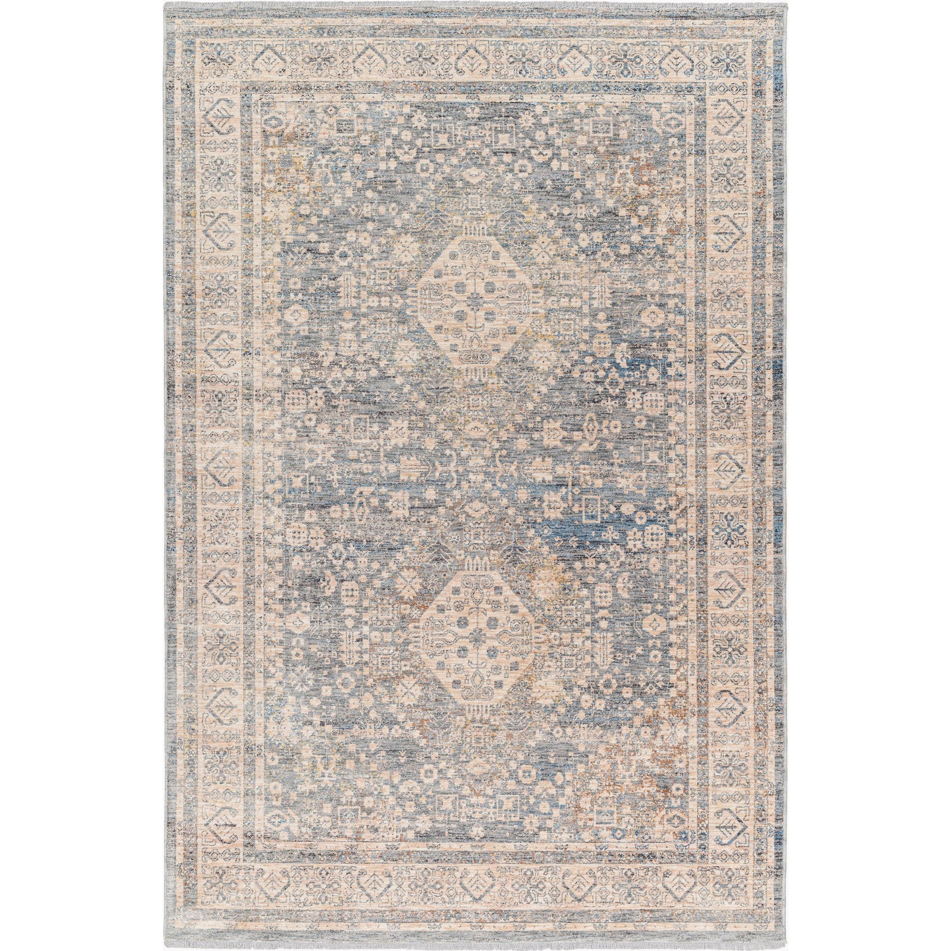 Chicago Rug - 31157 by Livabliss in slate, light beige, burnt orange, blue, rust. Made from main: 100% polyester in a unique style.