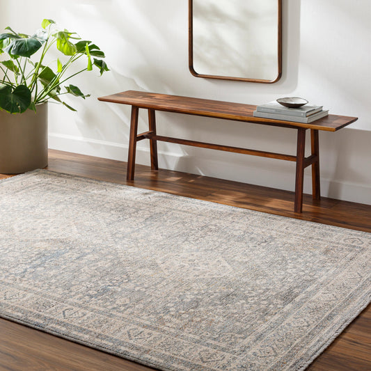 Chicago Rug - 31157 by Livabliss in slate, light beige, burnt orange, blue, rust. Made from main: 100% polyester in a unique style.
