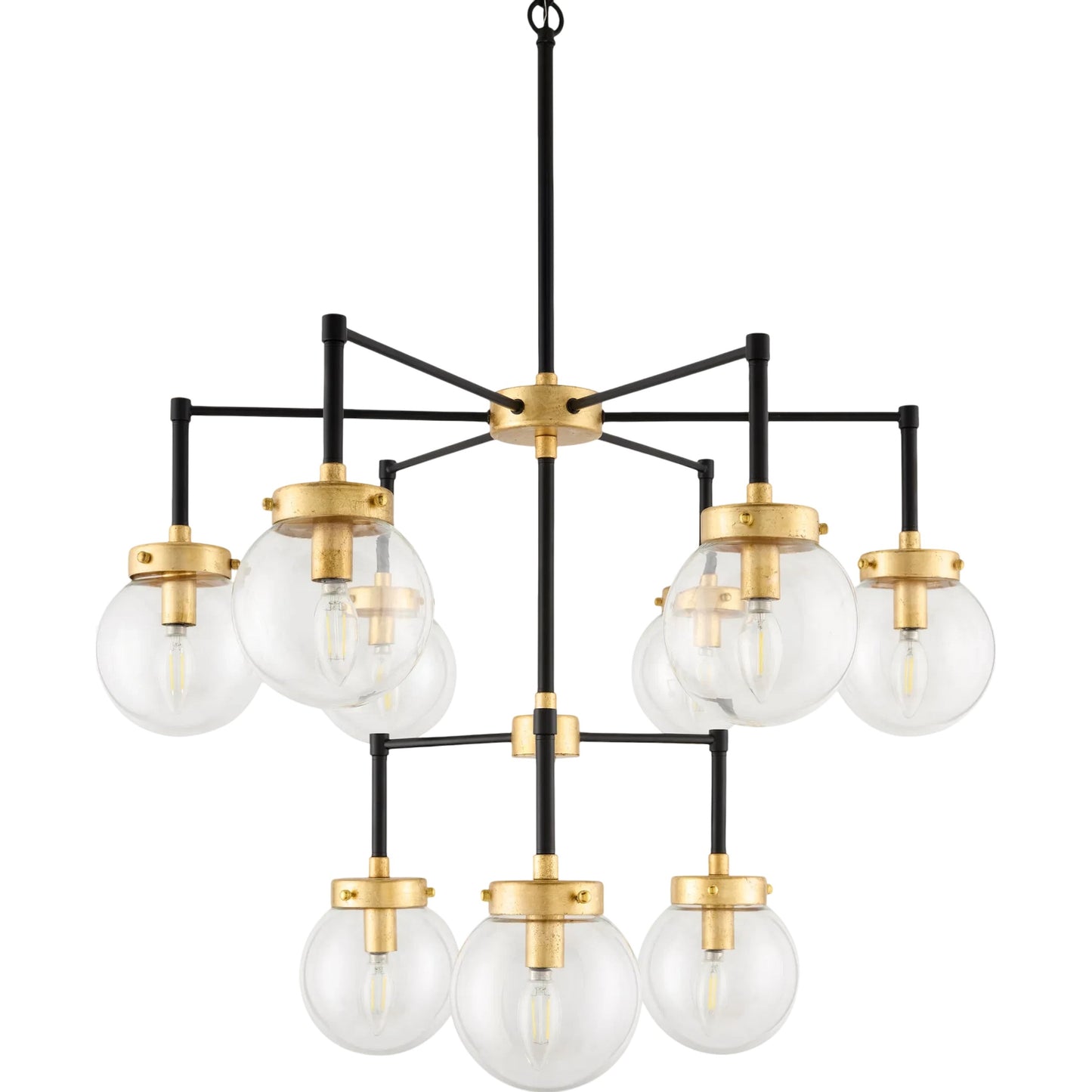 001 SI-2380017 | Primary Silo | Chinon 9 Light Chandelier by Surya in black, white, clear. Made from iron, glass in a modern style.