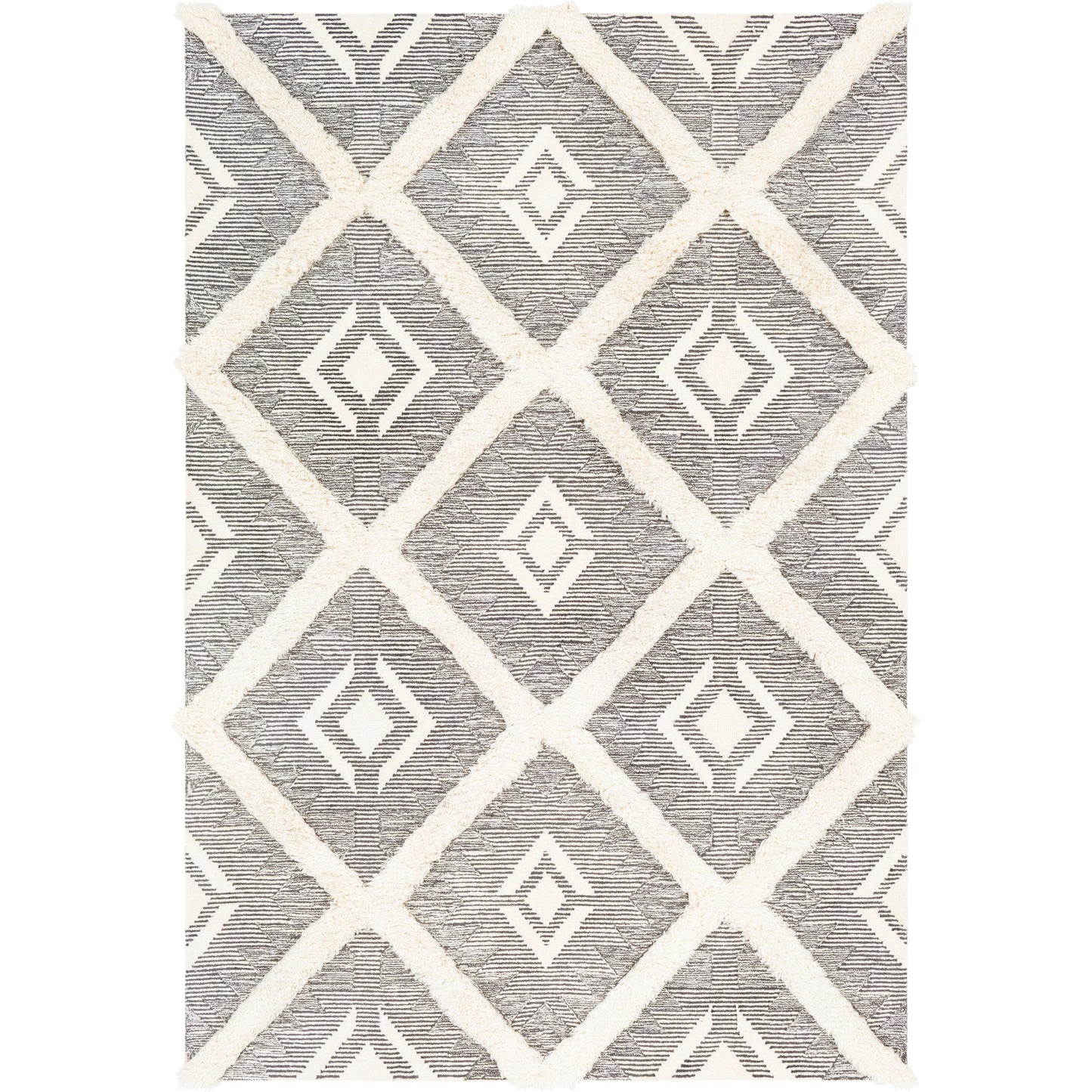 001 SR-755433 | Primary Silo | Cherokee Rug - 23800 by Surya in black, charcoal, cream. Made from 100% wool in a unique style.