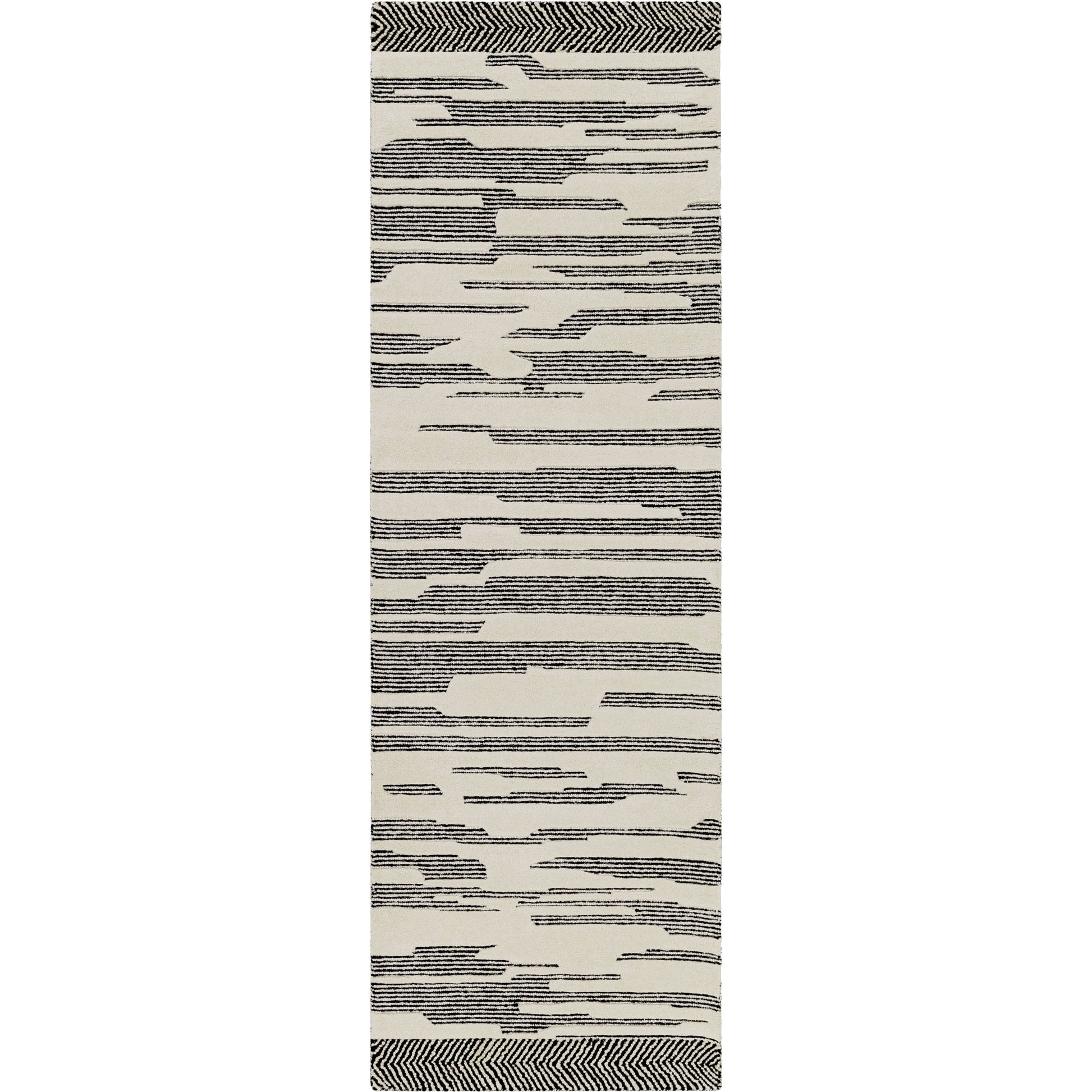Cherokee Rug - 29981 by Livabliss in black, cream. Made from 100% wool in a unique style.