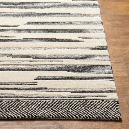 Cherokee Rug - 29981 by Livabliss in black, cream. Made from 100% wool in a unique style.