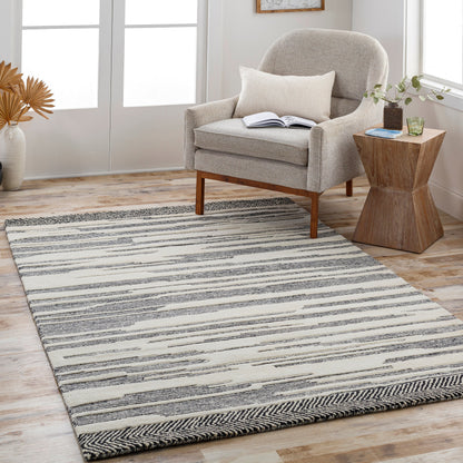 Cherokee Rug - 29981 by Livabliss in black, cream. Made from 100% wool in a unique style.