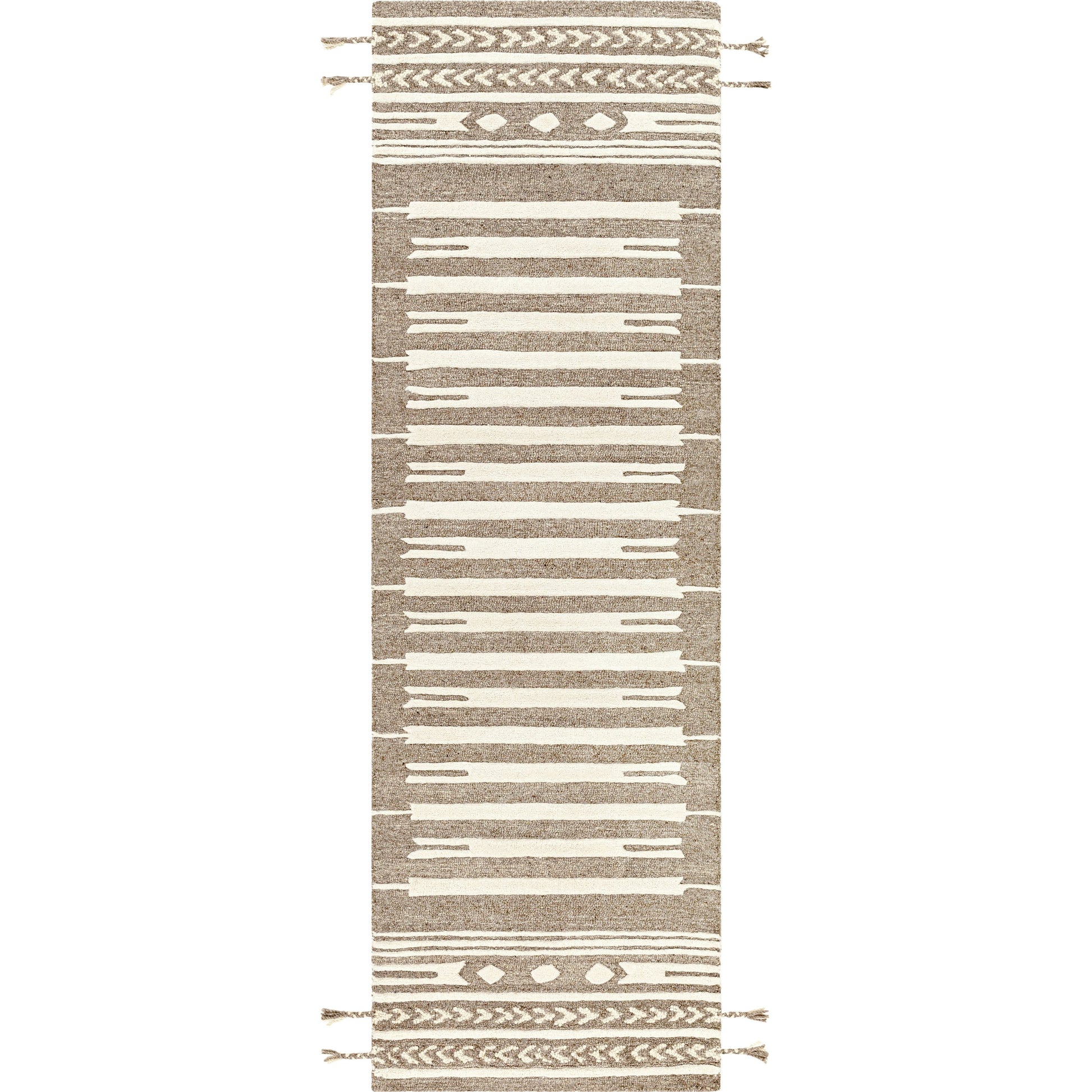 Cherokee Rug - 29982 by Livabliss in oatmeal, dark brown, brown. Made from 100% wool in a unique style.